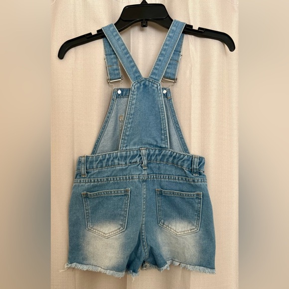 SHEIN Girls Distressed Denim Shortalls Size 7Y - Picture 4 of 4